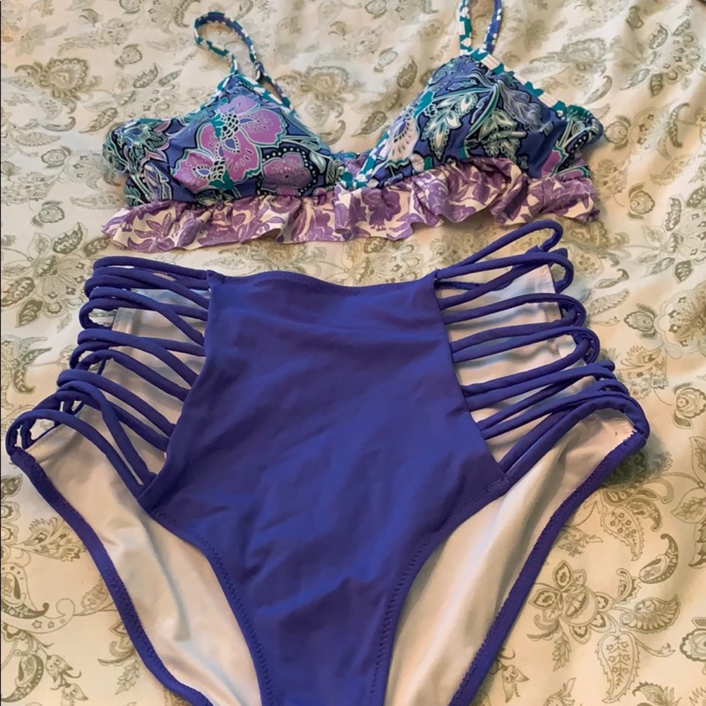 Two piece high waist PINK bikini